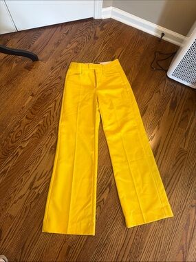Banana Republic Bright Yellow High-Waist Trousers 100% wool